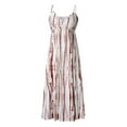 thumbnail image 5 of Wycnly Dresses for Women Fashion Elastic Waist Spaghetti Strap Beach Long Sundress Sleeveless V-Neck Striped Print Summer Maxi Formal Dress Red s, 5 of 5