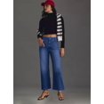 thumbnail image 4 of Pantalones Vaqueros de Cintura Alta, Acampanados y de Pierna para Mujer, Modernos, Elásticos, Holgados y con Bolsillos de Azul Oscuro S, 4 of 9