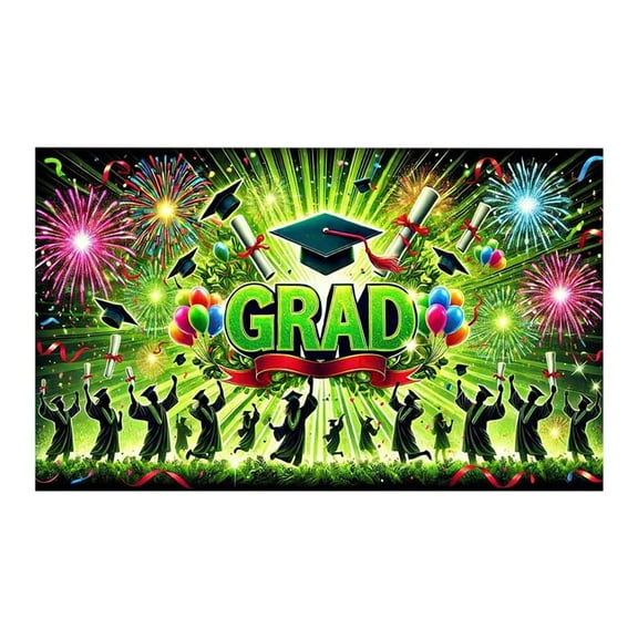 Specollect 5Pcs Congrats Grad Backdrop Banner Colorful Preschool Graduation Party Decorations Backdrop Class of 2025 Grad Ceremony Background Supplies Congratulations Grad School Prom Party Decor