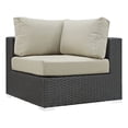 thumbnail image 1 of Modway Sojourn Aluminum Fabric Rattan Patio Corner Sofa Chair in Canvas/Beige, 1 of 2