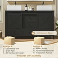 thumbnail image 2 of 60 Inch Bathroom Vanity with Double Sink Ceramic, Freestanding Cabinet with 2 Farmhouse Sliding Barn Doors and 5 Drawers, Space-Saving Storage Cabinet(Ship in 2 Boxes), 2 of 10