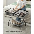 thumbnail image 2 of Luggage Rack Suitcase Stand with Fabric Storage Shelf for Guest Room Bedroom Hotel Foldable Gray, 2 of 6