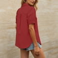 thumbnail image 6 of Tqcoqu Shirts for Women Puff Sleeve Button Down Summer Casual Fit Blouses Collared Work Tops,Wine,Women's S-XXL, 6 of 9