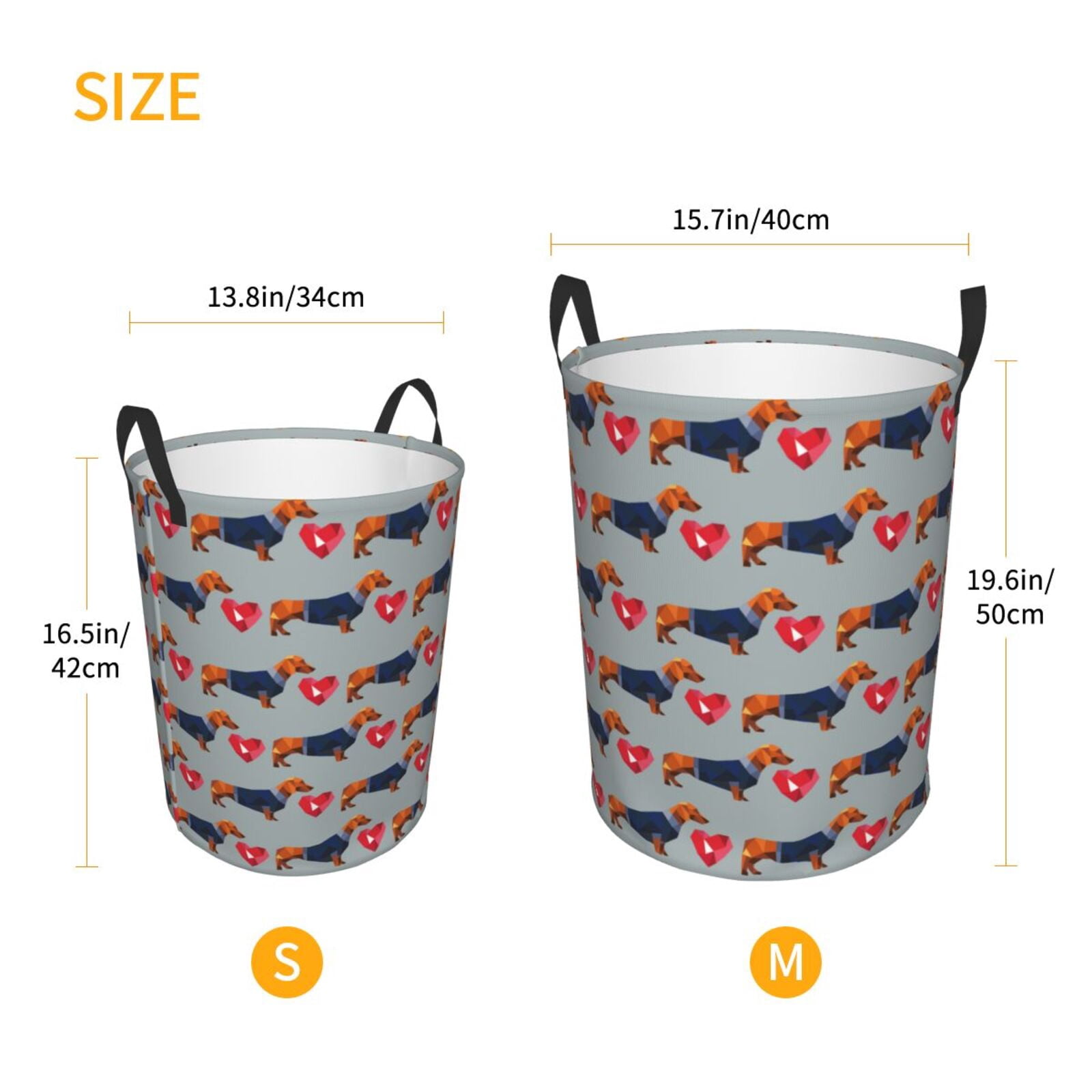 Large Laundry Basket with Handles - Dachshund Dog Puppy No.1012 Kids Baby Dirty Clothes Laundry Hamper for Bedroom Aesthetic