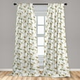 thumbnail image 2 of Floral Window Curtains, Retro Vibes Lily Flower Drawing on Plain Background Botanical Themed, Lightweight Decor 2-Panel Set with Rod Pocket, Pair of - 28"x84", Eggshell and Olive Green, by Ambesonne, 2 of 3