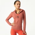 thumbnail image 2 of Ropa de secado rápido con capucha Ropa de entrenamiento para mujer Chaqueta para correr Cremallera sin costuras Ropa de fitness Ropa deportiva ajustada de manga larga, 2 of 5