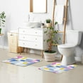 thumbnail image 6 of Yayeee Bath Rugs for Bathroom Floor Set of 2 Non Slip Fluffy Soft Absorbent Mat, Retro Simple Shapes, 6 of 7