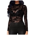 thumbnail image 1 of 2025 Hauts en Maille pour Femmes Col Roulé Manches Longues Hauts Femmes Manches Longues Basiques Chemise Manches Longues Col Ajusté Aguichant Hauts pour Femmes Tendance Transparent Tee Sortie Hauts, 1 of 7