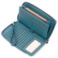 thumbnail image 1 of Womens Wallet Rfid Blocking Leather Zip Around Wallet Large Capacity Long Purse Credit Card Clutch Wristlet Lake Blue, 1 of 5