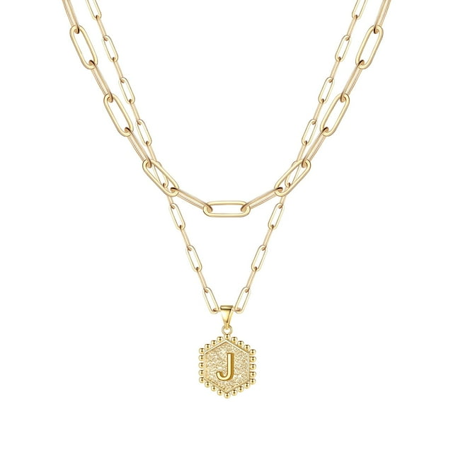 Kcodviy Collier Hexagone initial 26 Femmes Collier pour Femmes Colliers pour Collier Rose Femmes A Z 26 Chaîne Hommes Alphabet initial Colliers Dorés Chaîne Collier pour Femmes