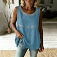 thumbnail image 6 of Sevevn Women's Sleeveless Lace Trim Tank Tops Round Neck Loose Fit Casual Summer Blouse Tunic Shirts Blue L, 6 of 6