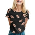 thumbnail image 1 of TSADFHJI Tuniques pour Femmes Manches Courtes Pack T-Shirt Décontracté Imprimé Cool Col Rond Noir, 1 of 5