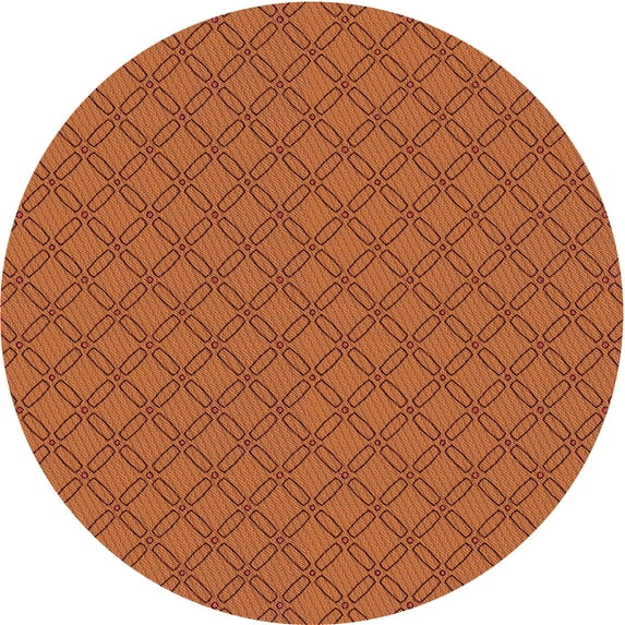 Ahgly Company Indoor Round Patterned Neon Orange Area Rugs, 4' Round