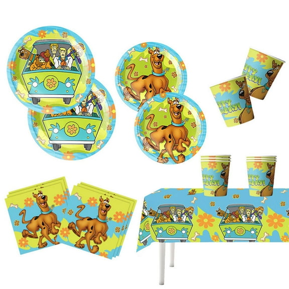 Scooby Birthday Decor Party Supplies Set Plates Cups Tablecloth Napkins