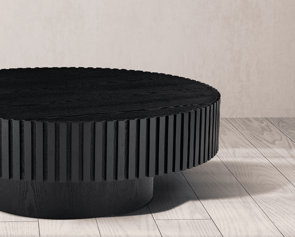 Kevinplus Round Coffee table, Modern Nesting Table with Sturdy Pedestal for Apartment,Living Room,Black