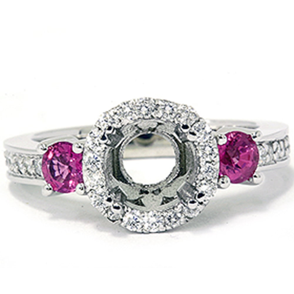 Bague Saphir Rose Ovale Et Diamants En Platine