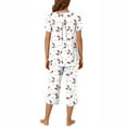 thumbnail image 3 of Tnhcen 2-Piece Women's Leaf Print Summer Pajama Set - Cool Short Sleeve Capri Pants with Pockets Homewear S-3XL, 3 of 6