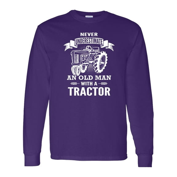 Inktastic Old Man Tractor Long Sleeve T-Shirt