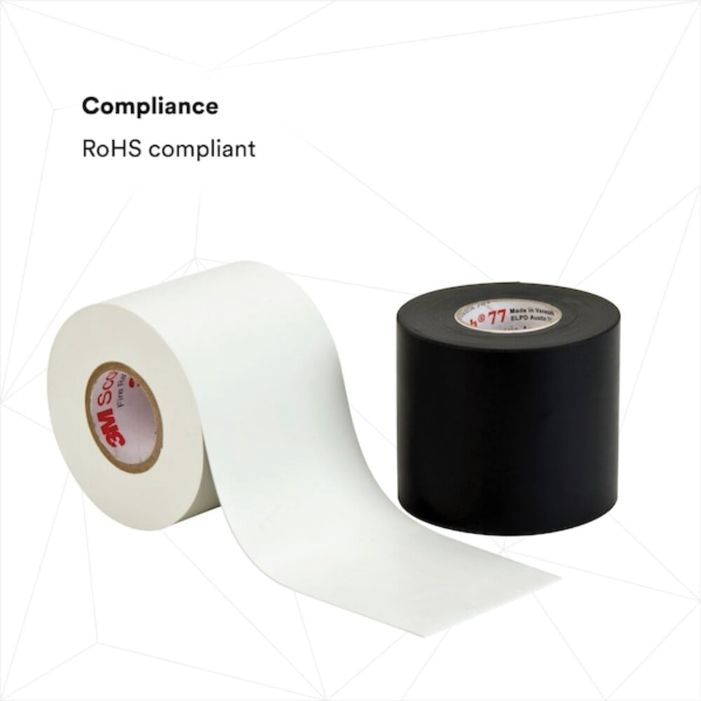 3m Electrical Tape, Black, 6-5/8 yd L, 1-1/2 in W 77BLACK-1-1/2X20FT