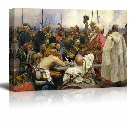 wall26 Reply of the Zaporozhian Cossacks to Sultan Mehmed IV of the Ottoman Turkey Empire by Ilya Repin - Canvas Print Wall Art Famous Painting Reproduction - 32