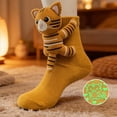thumbnail image 2 of 3D Animal Hugging Crew Socks, Knit Warm Non-Slip Floor Socks with Plush Doll Decor, Small Size 7.09 Inch (1 Pair), 2 of 5