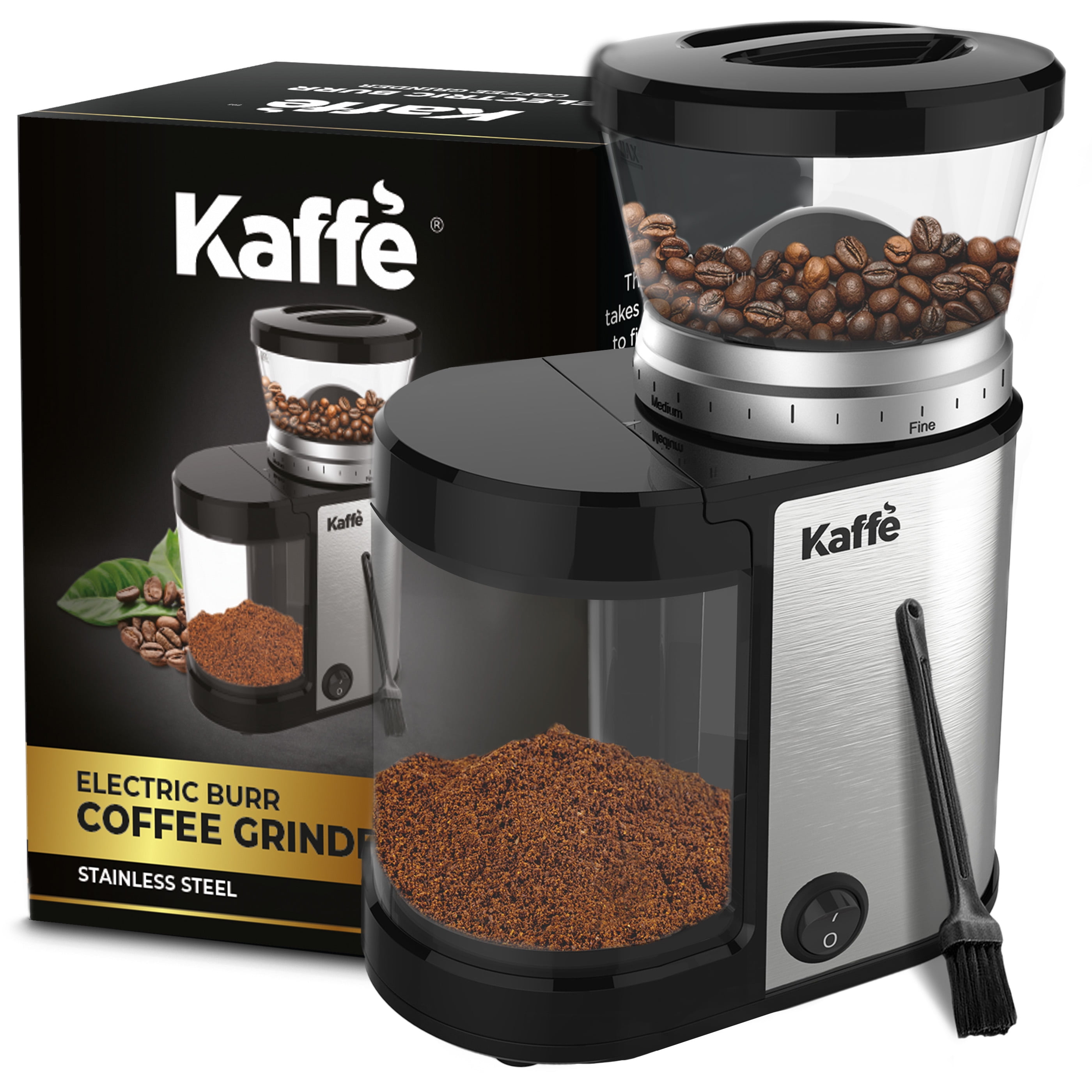 Kaffe Burr Coffee Grinder 20 Cup, Stainless Steel, Stealth Motor w
