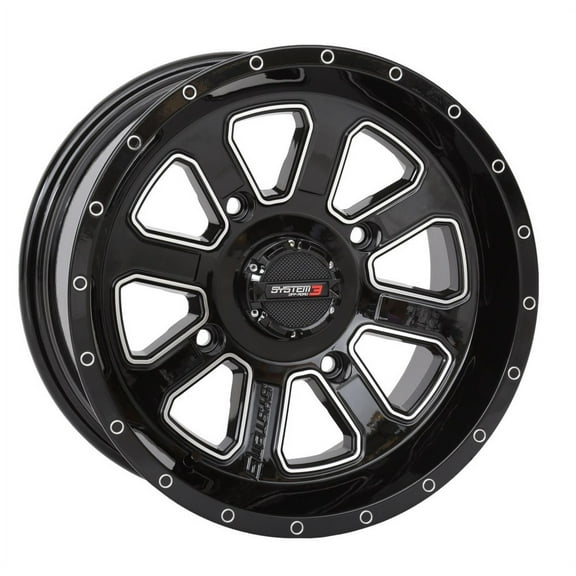 System 3 ST-4 14x7 ATV/UTV Wheel - Gloss Black (4/110) 2 5 [14S3-4111]