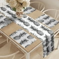 thumbnail image 2 of Ambesonne Pineapple Table Runner & Placemats, Vintage Fruit, Placemat 4 pcs + Runner 16"x90", Black Grey White, 2 of 2