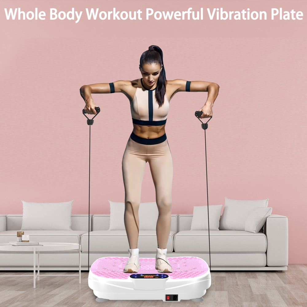 Vibration Plate Exercise Machine, Whole Body Vibration Platform for Weight Loss Toning, Home Fitness Equipment for Adults, Pink