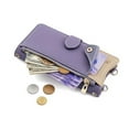 thumbnail image 4 of For Apple IPhone 17 PU Leather Wallet Case Magnetic Flip Cover Multi-Card Slots Zipper Pocket With Hidden Makeup Mirror，Detachable Metal Shoulder Strap,Purple,For iPhone 17, 4 of 7