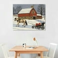 thumbnail image 2 of RUIYC Dashing Through The Snow by Billy Jacobs 16x12 Horse Drawn Sleigh Brick Barn Snow Snowing Winter Art Print Picture, 2 of 4