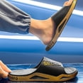 thumbnail image 3 of Men's Slip On Sport Slide Sandals Wide Width Non Slip Bathroom Shower Slippers Open Toe Soft Sole Lightweight Water Shoes Gold Size 6, 3 of 5