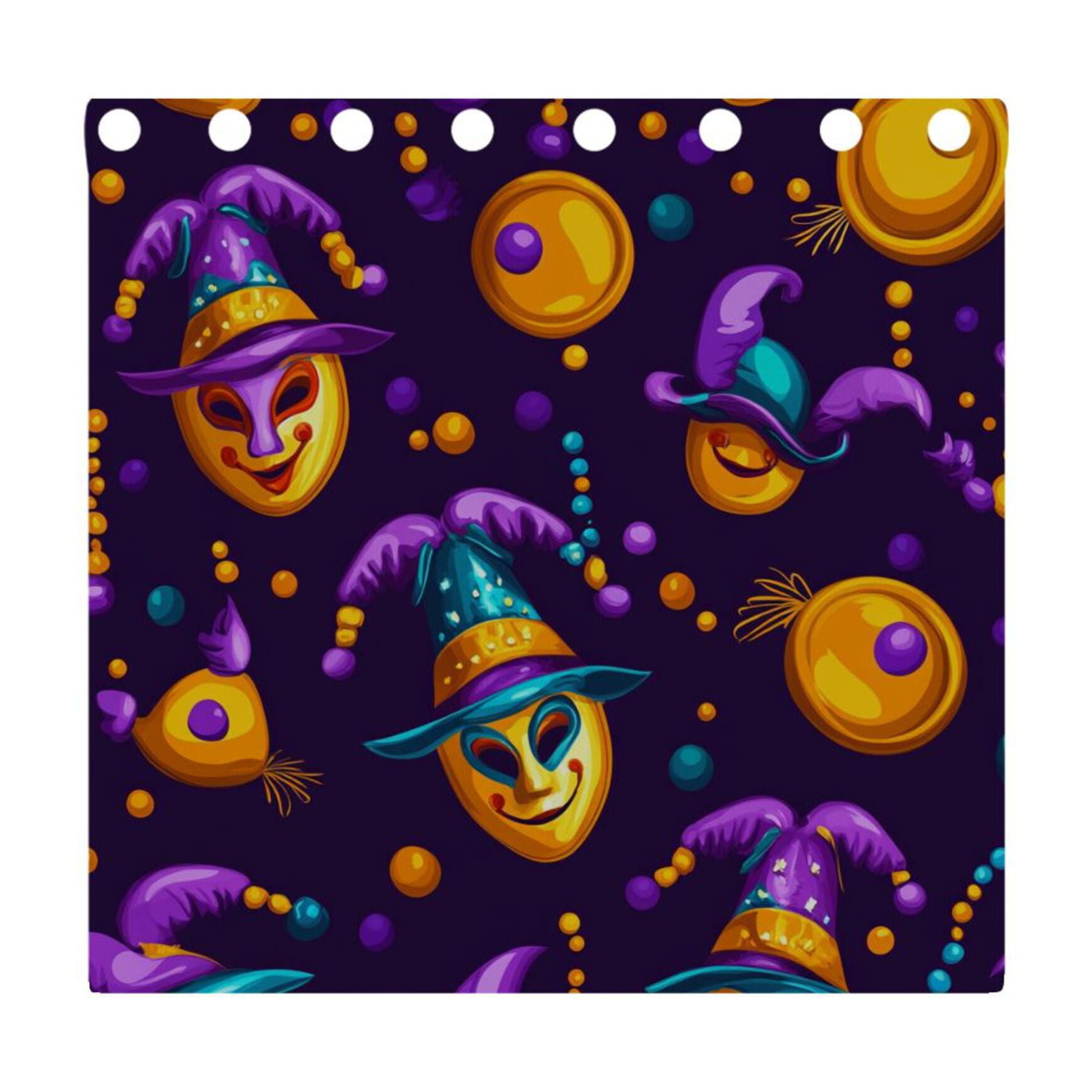 Colorful Mardi Gras Masks and Beads Blackout Curtains for Living Room Bedroom 55W x 54L Insulated Window Drapes 2 Panels