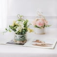 thumbnail image 4 of Artificial Flowers Hydrangea with Ceramic Vase Silk Chrysanthemum Mini Potted Fake Flowers Hanging Potted Plants for Wedding Home Office Decoration Pack of One (White), 4 of 5