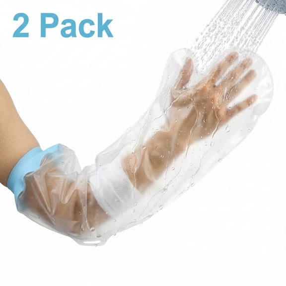 FVKRNYZ Cast Covers for Shower Arm, Waterproof Cast Cover Reusable Shower Sleeve to cover arms for Adult  Elastic Cast Bag for Bandage 2 Pack