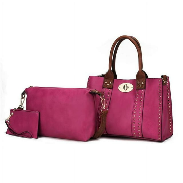 MKF Collection by Mia K. MKF-60345FU Elissa 3 pc Set Satchel Handbag with Pouch & Coin Purse