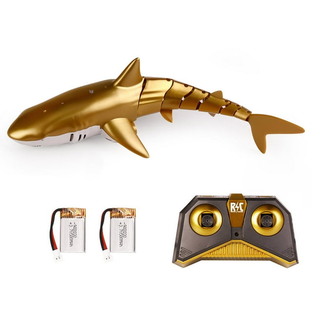 Yeacher Remote Control Shark Toy 2.4GHz RC Shark for Swimming Pool Spray Water with LED