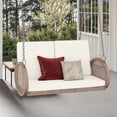 thumbnail image 2 of Craftian 2-Person Hanging Outdoor Patio Porch Swing Bench with Cushions - Beige, 2 of 10