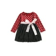 thumbnail image 1 of Qiylii Girls Princess Dress, Polka Dots Printed Long Sleeve Splicing Dresses, 1 of 8