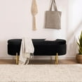 thumbnail image 5 of Velvet Storage Bench for Bedroom Upholstered End of Bed Bench Oval 45.5"W Modern Ottoman with Gold Legs for Living Room/Window/Entryway, 5 of 8