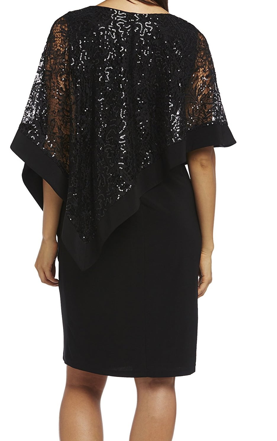 r & m richards sequined cape sheath dress