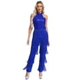 thumbnail image 1 of Kaerm Combinaison de Danse Latine Salsa Rumba Sans Manches à Franges à Sequins pour Femmes Bleu Royal TG, 1 of 6