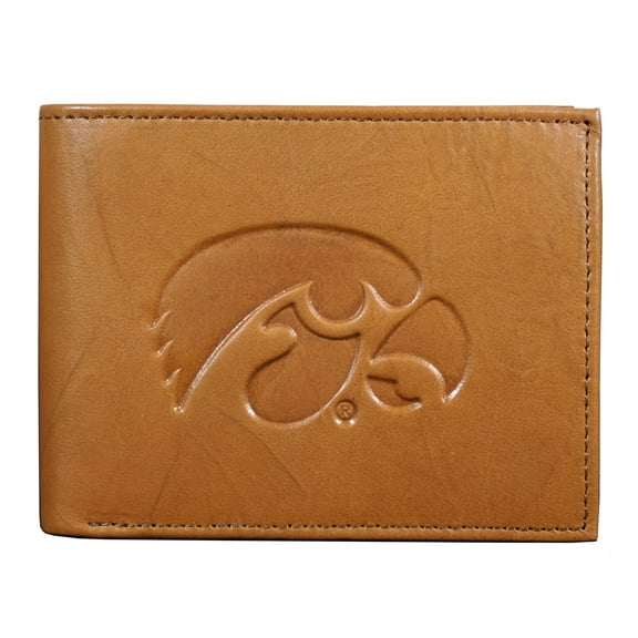 Iowa Embossed Hawkeyes Brown Leather Billfold Wallet