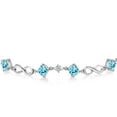 thumbnail image 3 of Gem Stone King Keren Hanan 2.05 Ct Round Blue Apatite G-H Lab Grown Diamond 925 Sterling Silver Adjustable Infinity Tennis Link Bracelet for Women, 3 of 6