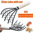 thumbnail image 3 of Clam Rake, Useful 5 Prong Beach Digging Fork Tool with Mesh Net, Seafood Accessories for Dig Clams for Beach Garden,MU, 3 of 5