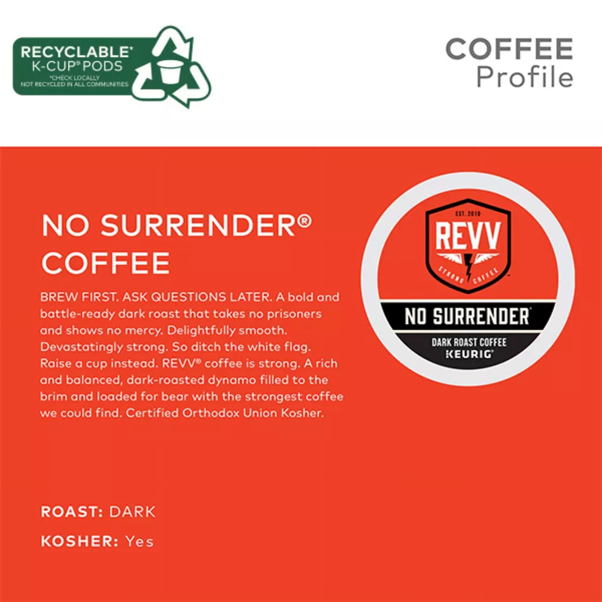 Revv No Surrender K Cup Pods Coffee, Dark Roast, 48 Count