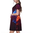thumbnail image 2 of Rocae Futuristic Red And Blue Bird for Dresses Summer Casual Ruffle Short Sleeve Cute Crew Neck Flowy Dress with Pockets, 2 of 6