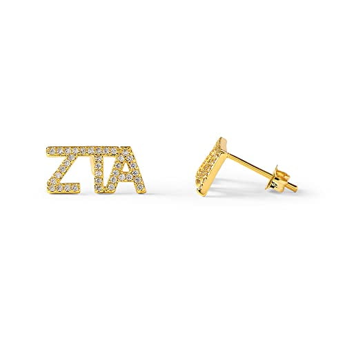 Sorority Shop Zeta Tau Alpha Earrings — ZTA 18K Gold Plated Sorority Gifts Earrings, Long-Lasting Zeta Tau Alpha Gifts for Women
