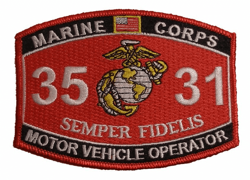 MARINE CORPS 3531 MOTOR VEHICLE OPERATOR MOS SEMPER FIDELIS PATCH USMC