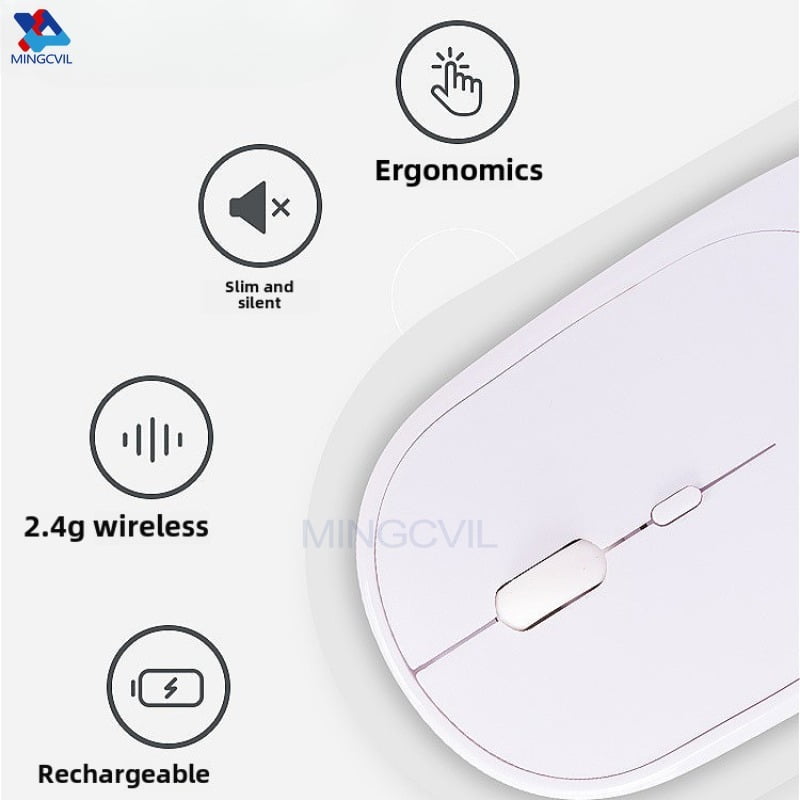 MINGCVIL Wireless Mouse Bluetooth USB Silent Mice Adjustable DPI Ergonomic Design Rechargeable Gaming Mouse For Xiaomi Tablet